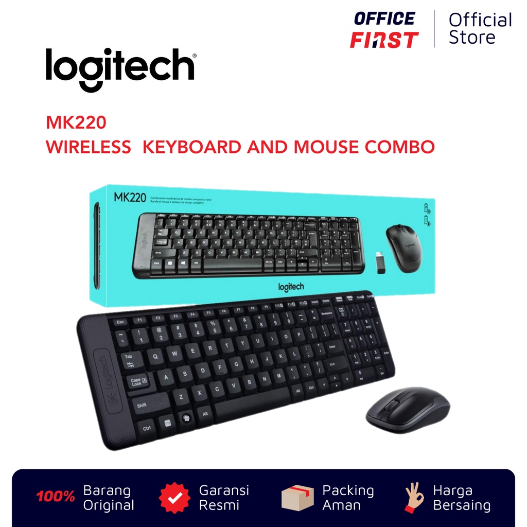 Logitech MK220 Compact Wireless Keyboard Mouse Combo / USB MK 220