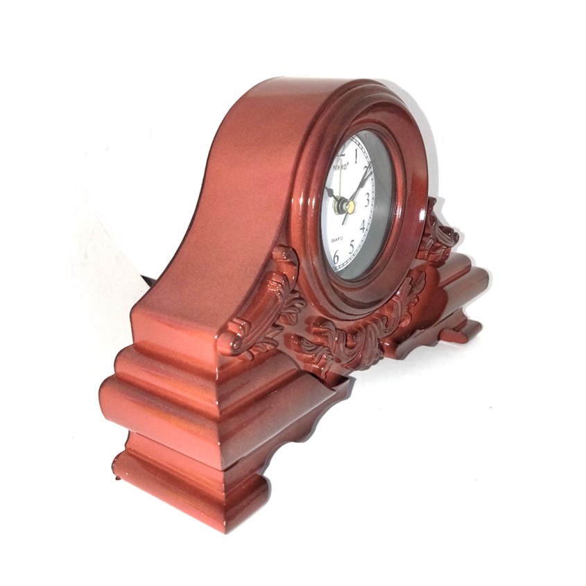 Jam Weker Vintage Motif Kayu Classic Alarm Clock Warna Coklat Tua Dekorasi Meja Free Baterai NK1515