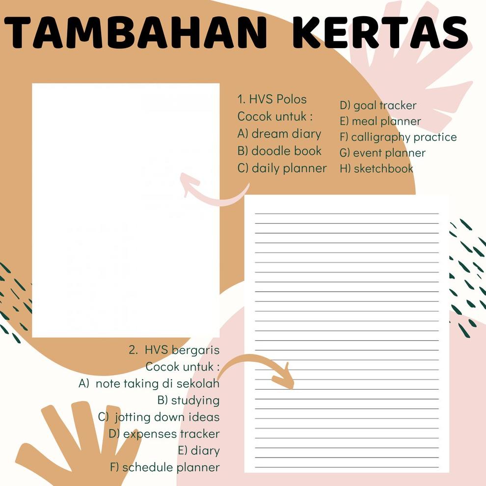 

[KODE ZDSR0] Tambahan 50 Lembar Kertas Polos/Bergaris/Dotted/Grid Buku Tulis A4 & A5 & B5 Writescape