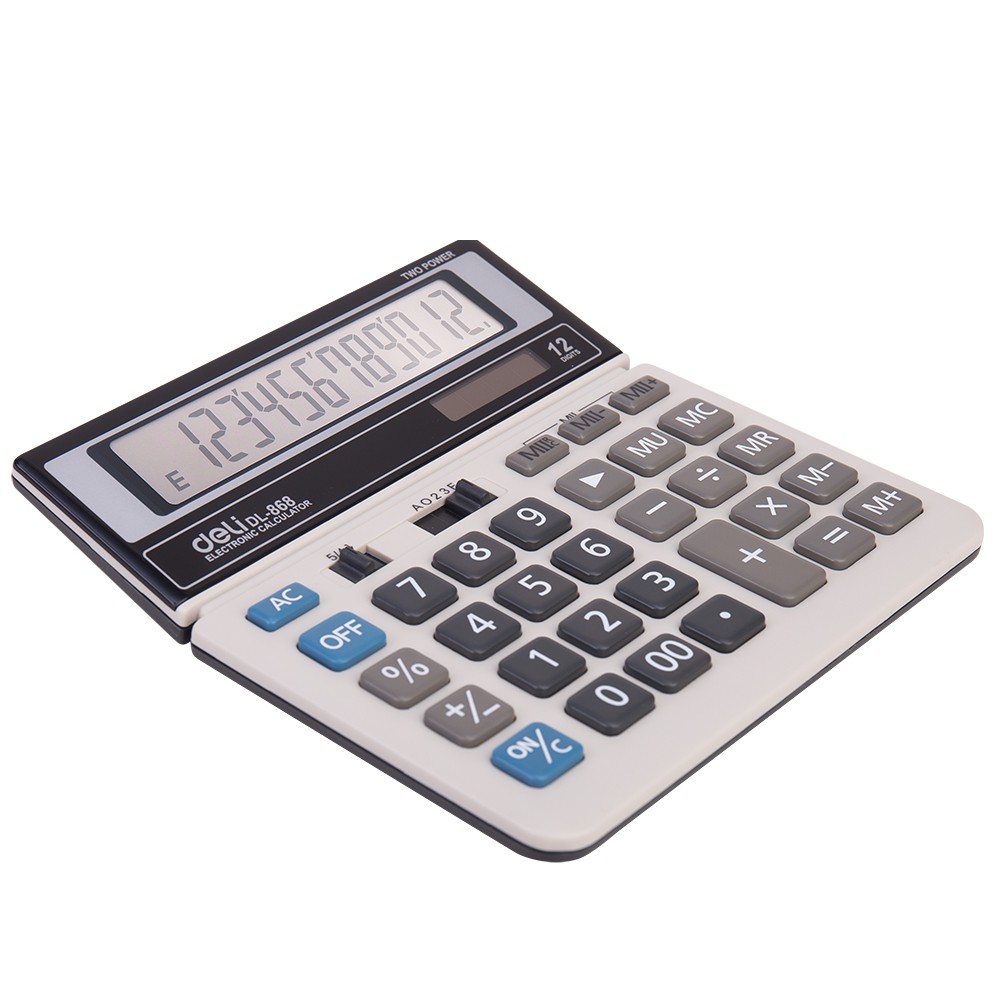 HAPPY TIME DELI KALKULATOR MEJA 12 DIGIT DESKTOP CALCULATOR WARNA ABU-ABU GARANSI 3 TAHUN ALAT TULIS KANTOR SEKOLAH KULIAH W868