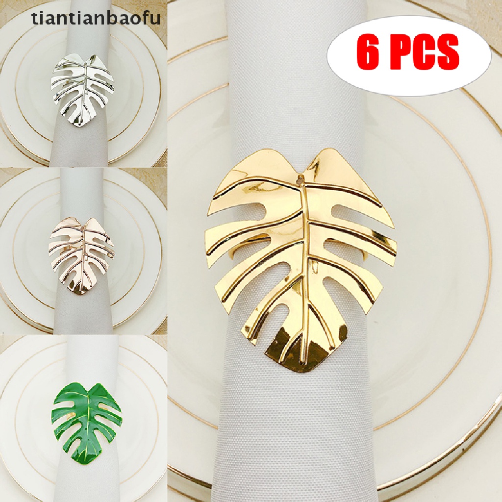 6 Pcs Cincin Holder Serbet Bentuk Daun Untuk Dekorasi Meja Pesta Pernikahan