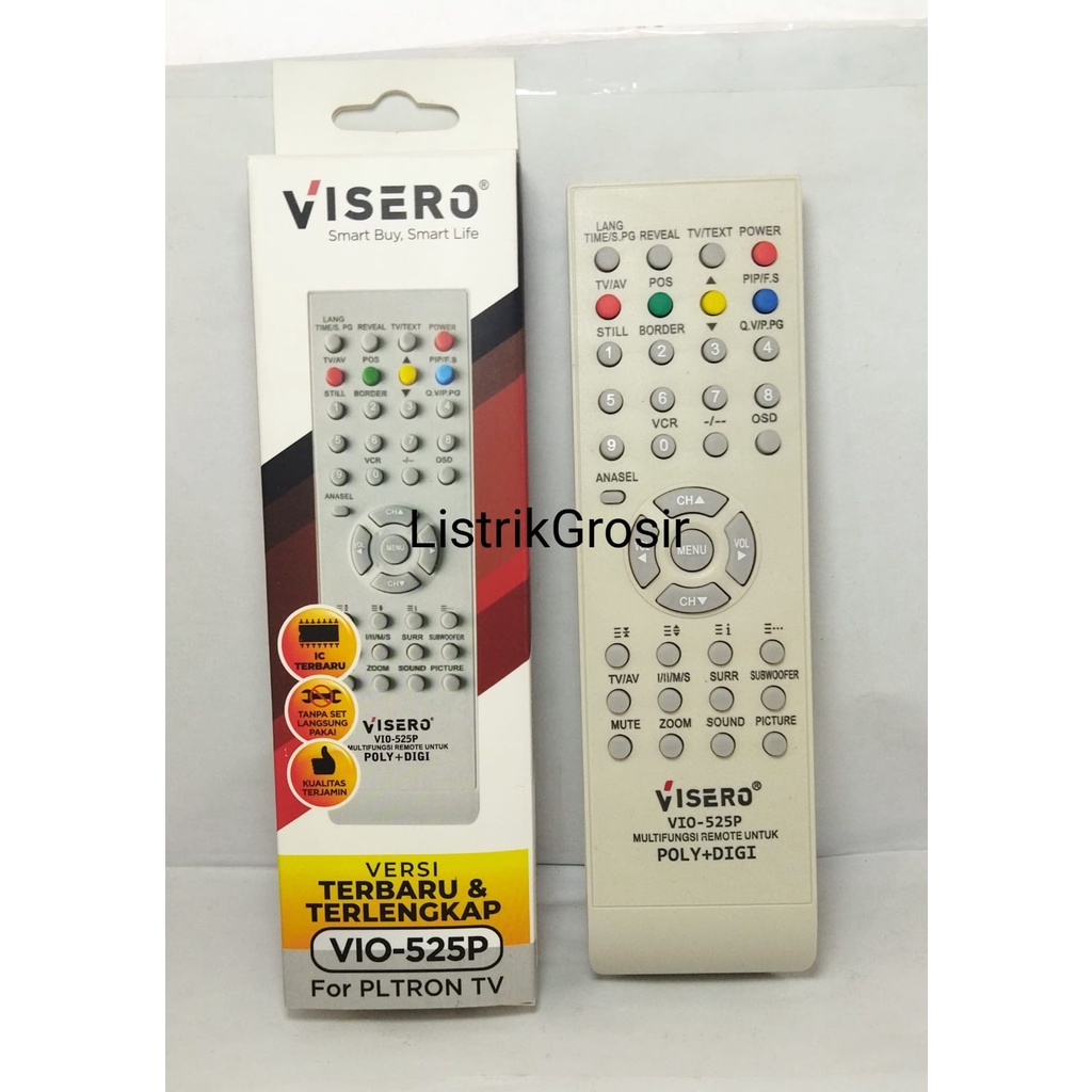 Remot Remote Tv Polytron / Digitec Tabung Visero Tanpa Program VIO-525P