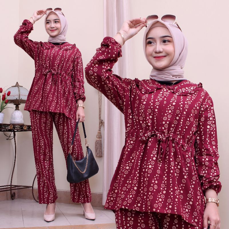 [BISA COD]Setelan Rayon Lengan Panjang Harga Grosir