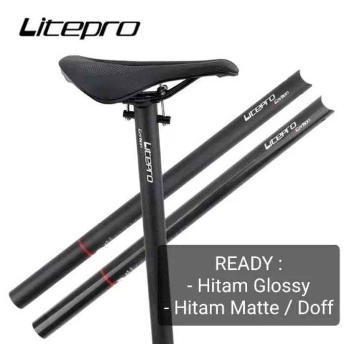 Seatpost Karbon Litepro 33,9x580mm original sepeda lipat folding bike