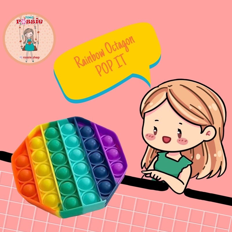 READY!READY! Fidget Pop It Rainbow Lengkap Murah/Mainan Sensorik Pereda Stres/Pop It Viral-Octagon