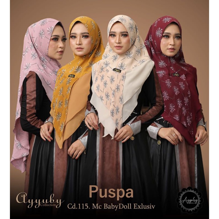 HIJAB PUSPA MOTIF DANDELION CRINKLE ORIGINAL AYYUBY PREMIUM