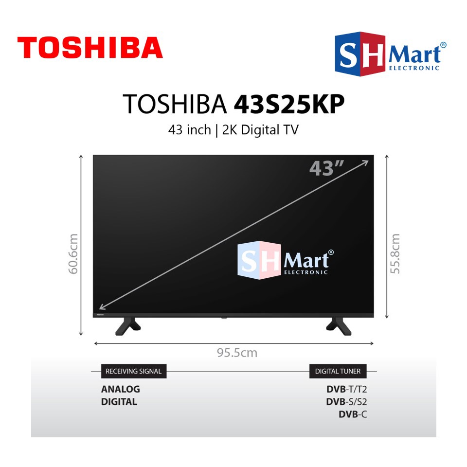 TV TOSHIBA 43 INCH DIGITAL DAN ANDROID TV 43S25KP 43V35KP FREE BRACKET GARANSI RESMI TOSHIBA (MEDAN)