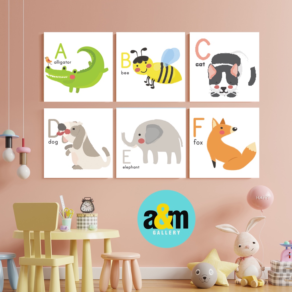 Hiasan Dinding Kamar Bayi ( 20 X 20 ) Pajangan Anak Dekorasi Bayi Wall Decor Tema BINATANG - A&amp;M