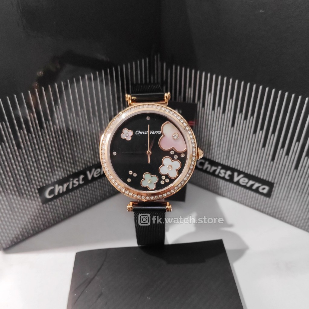 Christ Verra CV 71614L-48 BLK Original Jam Tangan Wanita Analog