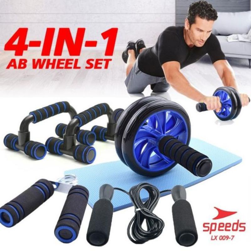 ab wheel set ab wheel alat fitnes portable ab roller LX 009-7 Speeds original