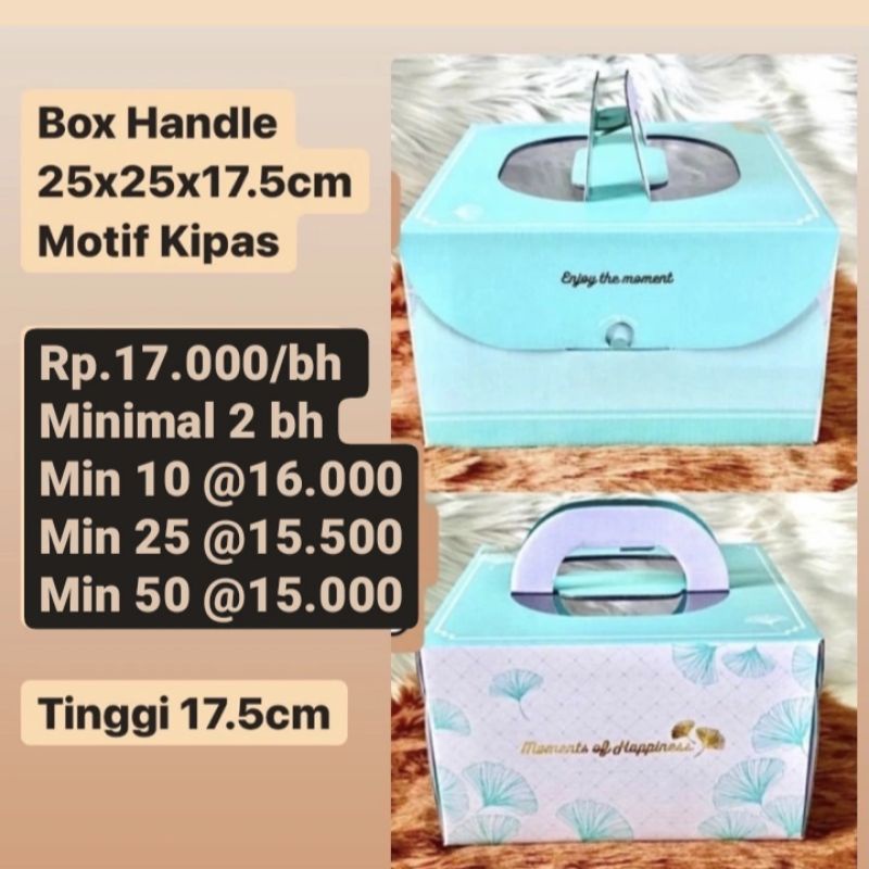 Box Handle 25x25x17.5cm Motif Kipas