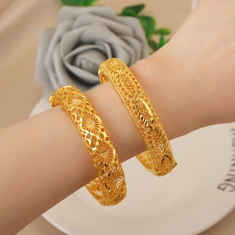 Gelang Emas Plated 24K Desain Naga Dan Phoenix Gaya China Untuk Wanita