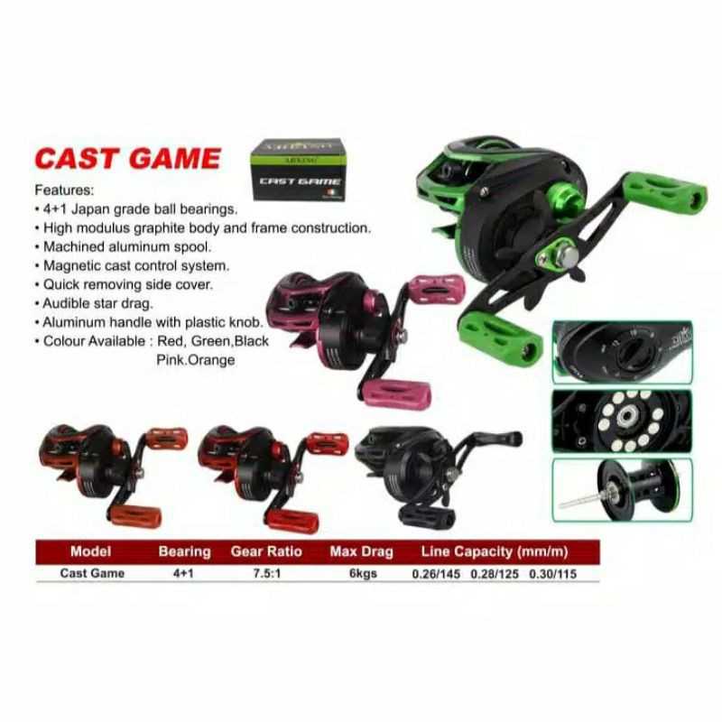 Ajiking Cast Game. Baitcasting Reel. Left Handle