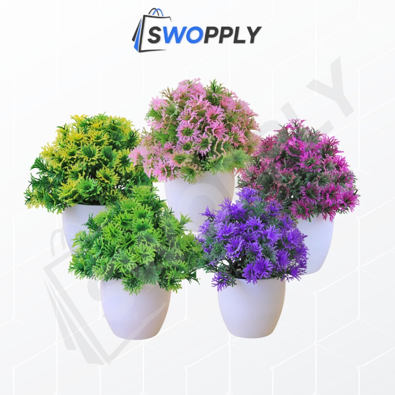 Swopply PT31 Pot Tanaman Hias Bunga Hias Plastik Ornamen Pot Bongsai Artificial Flower Decoration