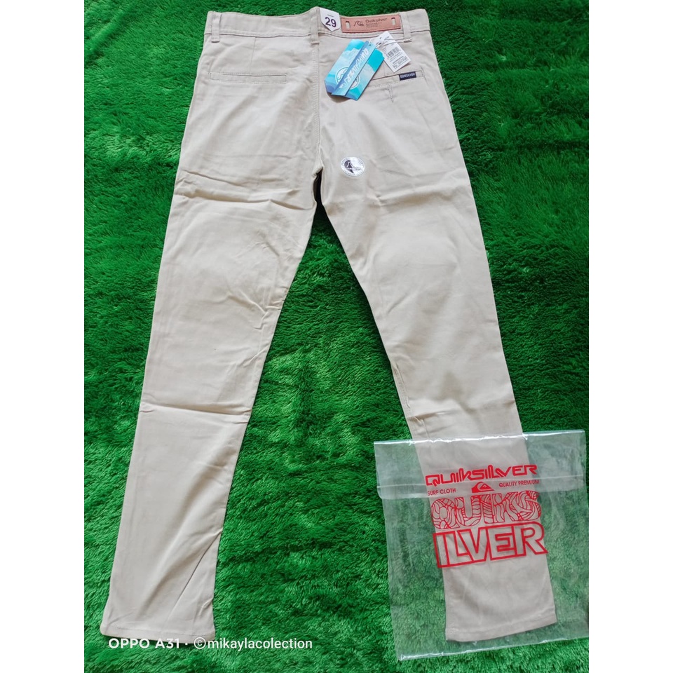 Celana Chino Panjang Pria Cream Quiksilver Full Acc