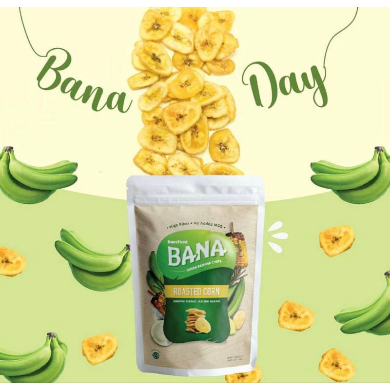 Barefood - BANA Green Banana Chips Rasa Barbeque Non MSG 50g