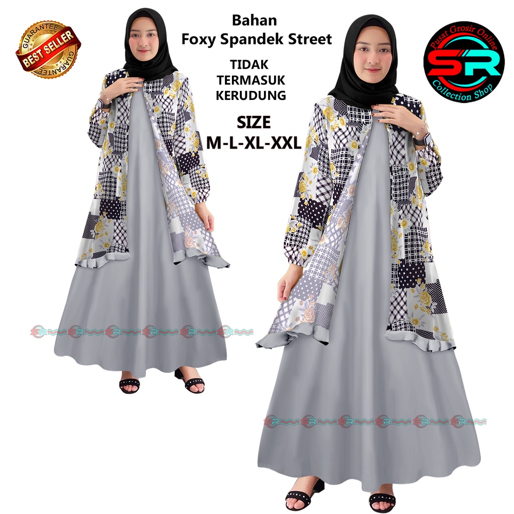 SR00031 Gamis Rompi Wanita Dewasa, Baju Muslim Wanita Dewasa Rompi Motif