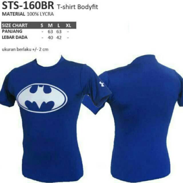 Kaos sport fitness bodyfit Batman biru