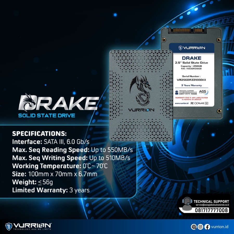 SSD 128GB VURRION DRAKE 2.5&quot; SATA III