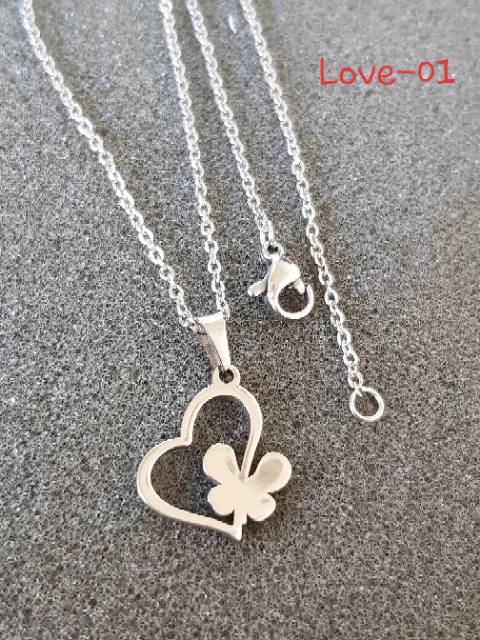 Kalung Love Import titanium original Antikarat Selamanya /kalung titanium white import antikarat