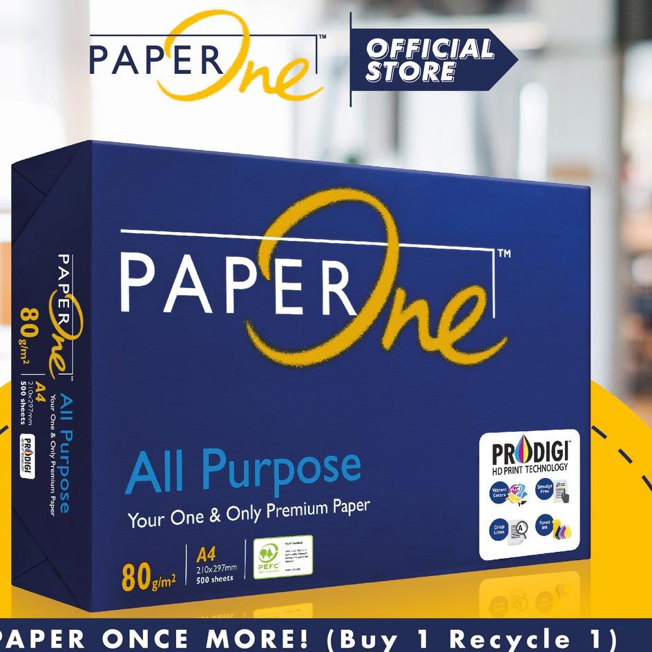 

Hadir Terkini PaperOne Kertas A4 80gr All Purpose 1 Rim (500 lembar) Kertas HVS A4 Kertas Fotocopy