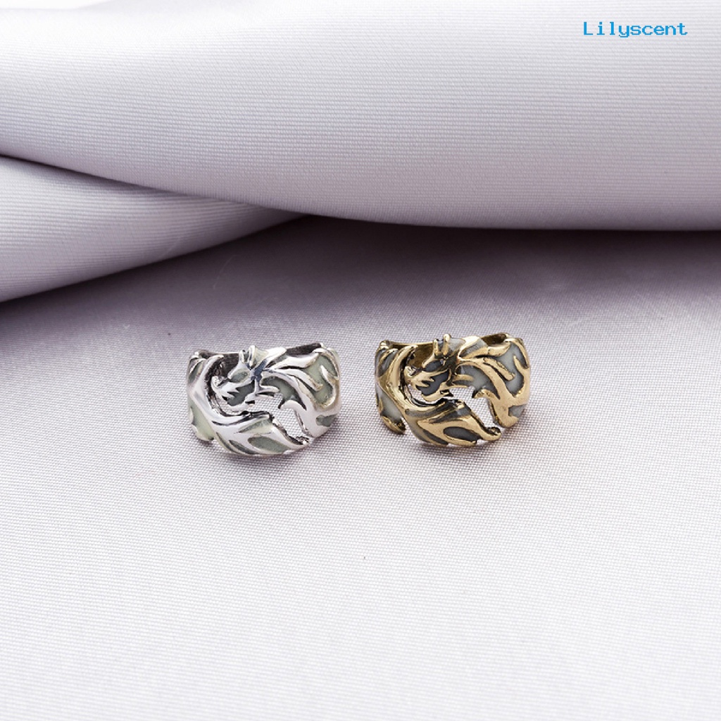 Ls Cincin Bentuk Naga Bahan Alloy Luminous Untuk Hadiah Ulang Tahun