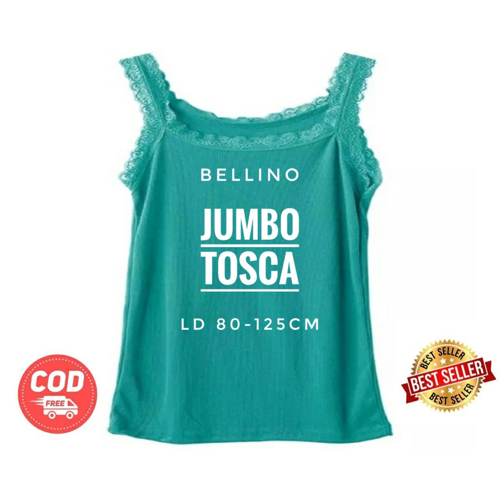 Camisol Tank Top Jumbo Renda Fit to XXL Viorano Super Soft Tanktop Jumbo Wanita Viorano Tangtop Adem-tosca