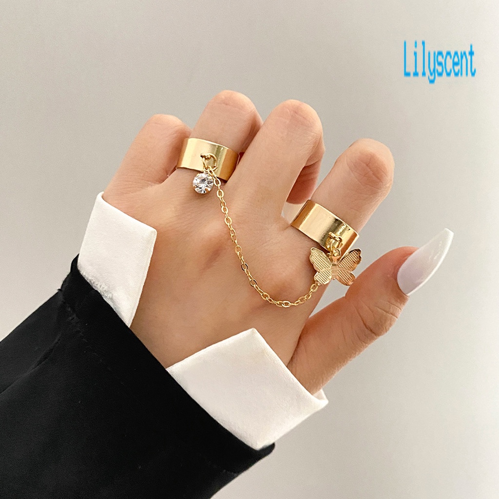 Lily 1 Set Cincin Rantai Artistik Bahan Alloy Untuk Wanita