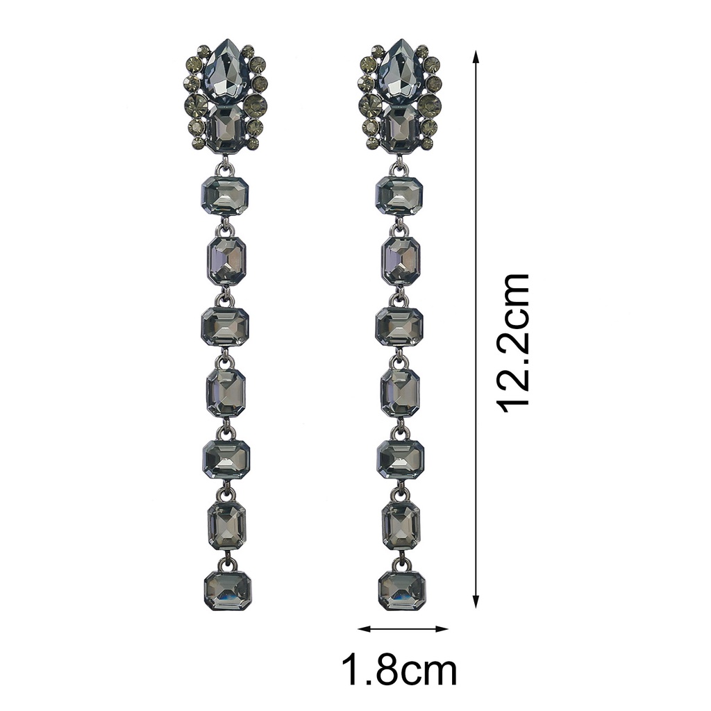 Hu Hu Hu Hu Hu Alat Bantu Pasang Kacamata♡ 1 Pasang Anting Menjuntai Bentuk Persegi Geometris Aksen Berlian Imitasi Warna-Warni