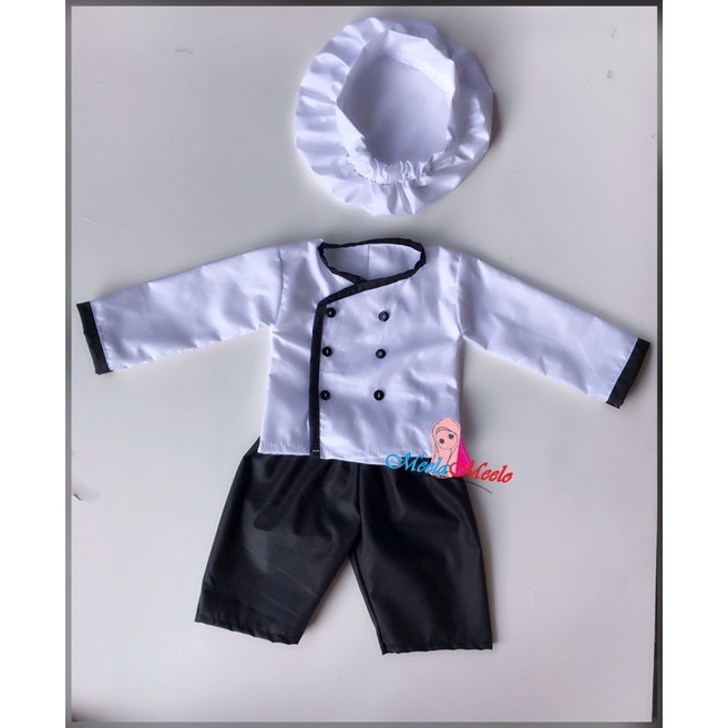 Baju Koki Chef Anak Laki laki Kostum Foto Laki laki Foto Bayi Newborn| bAJU Koki Chef| Master chef Grosir properti foto bayi