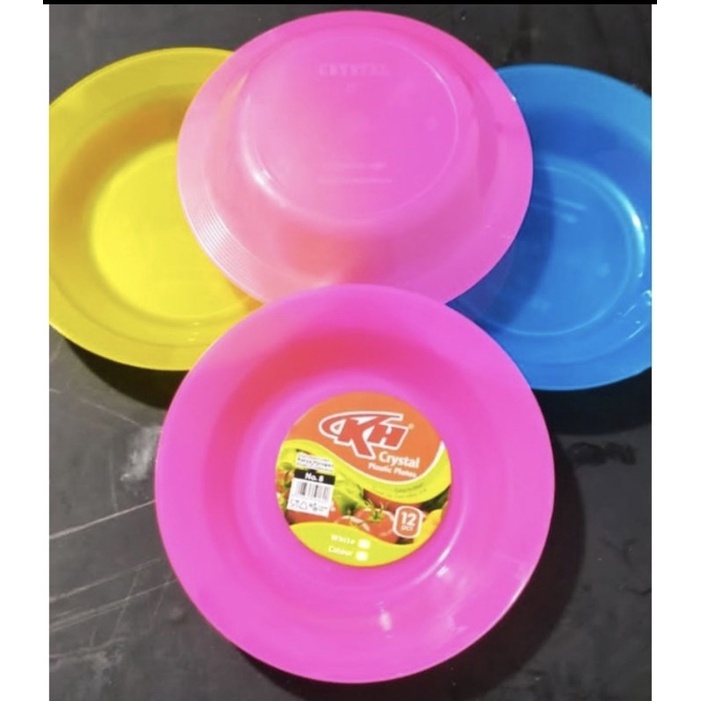 PIRING PLASTIK KH CRYSTAL 6”, 7”, 8”, 9”INCH SATUAN | PIRING MAKAN WARNA