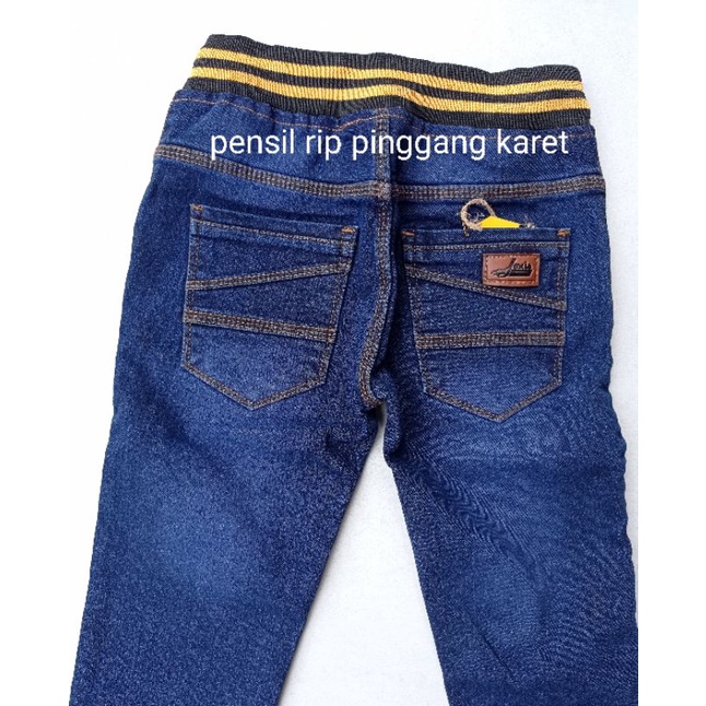 Celana jeans pensil  anak laki laki 9-12 thn/ hitam stret melar /levis rip panjang