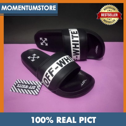 Sandal Pria dan Wanita Slide On Strip Off White Sandal Off-White Sandal Distro Off White Sandal Slop-1