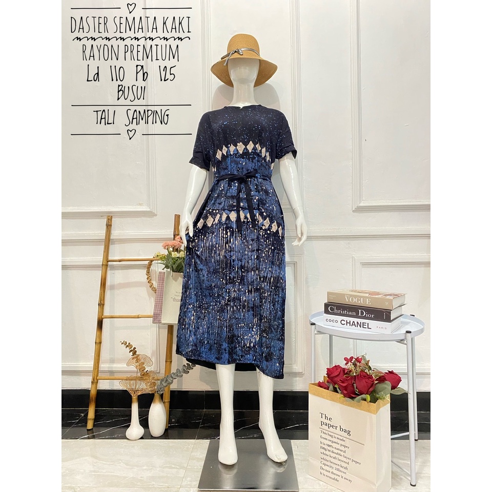 Hot Sale ! Daster Long Semata Kaki abstrak cap - Daster Twill Rayon - Daster Jumbo lengan pendek - Daster Batik Usman kekinian-17