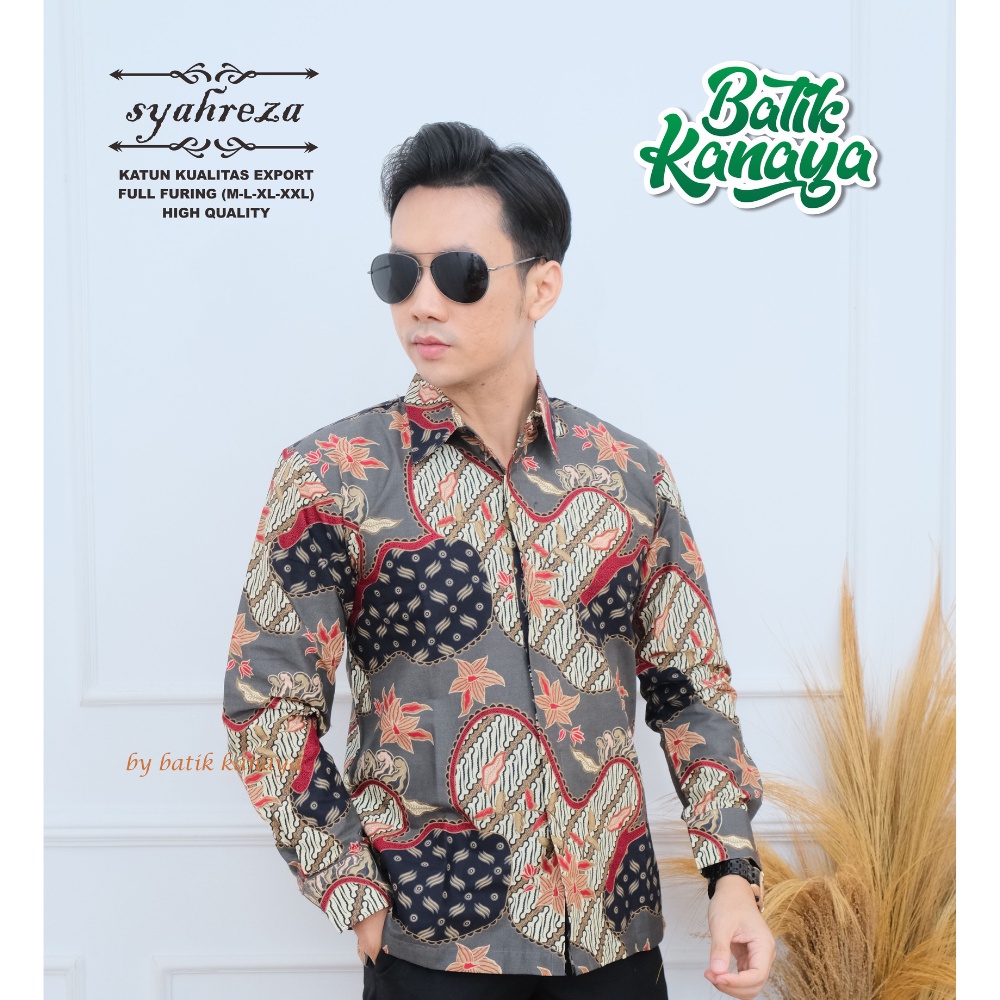 Kanaya - Kemeja Batik Pria Lengan Panjang Full Furing Bahan Katun Kualitas Expor SYAHREZA