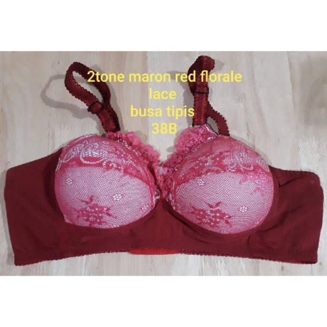 Bra Pabrikan Triumph 
Size 38B 2tone maron red florale lace