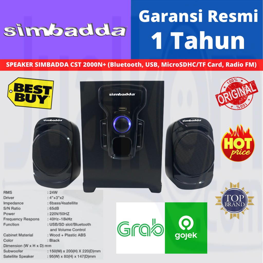 Speaker CST 2000N+ Plus Bluetooth USB AUX FM RADIO SPK Simbadda Music Player CST 2000 N+