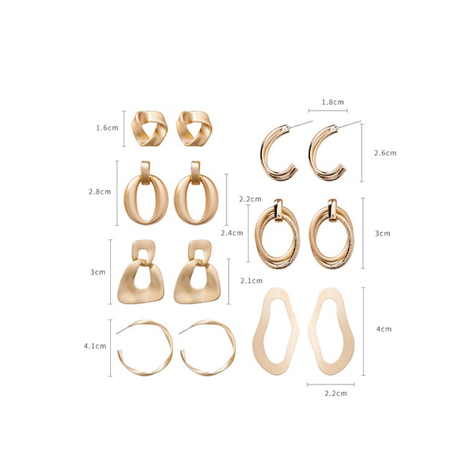 LRC Anting Tusuk Fashion Gold Irregular Bump Geometric Earrings D02385