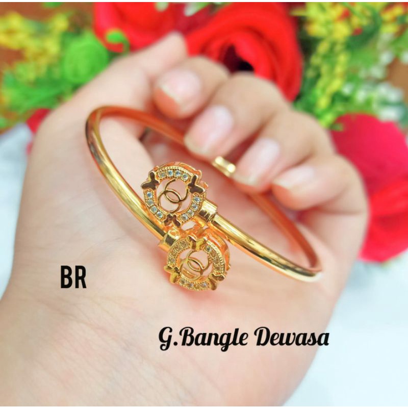 Gelang Bangle Dewasa Permata motif Remaja Simple Gold perhiasan wanita korea (COD)