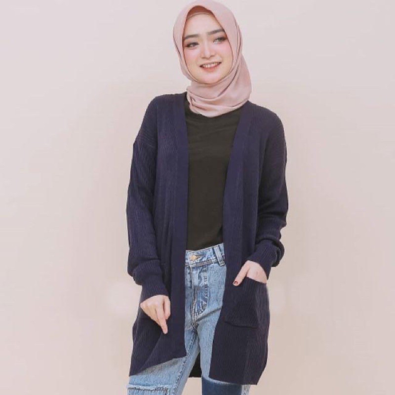 DISKON!!Cardigan BELLE OVERSIZE | Line Premium Cardy rajut-Navy