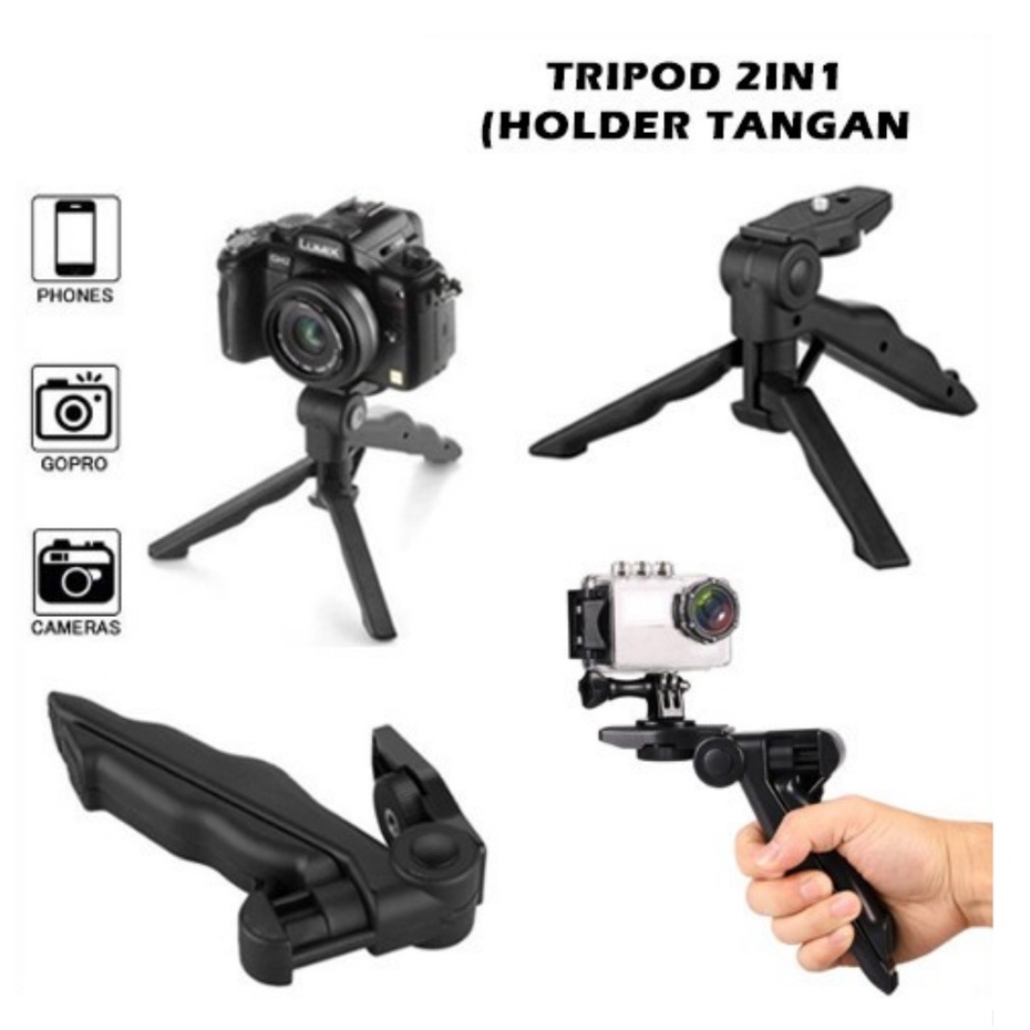 Trend-2in1 Mini Tripod &amp; Monopod Lipat portable for DSLR GoPro Smartphone hp holder penyangga