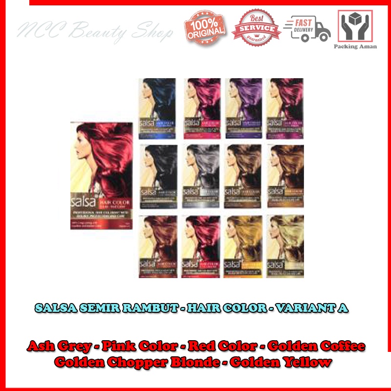 * NCC * SALSA Hair Color Semir Pewarna Rambut Ash Grey Pink Red Golden Coffee Chopper Blonde - Varian A