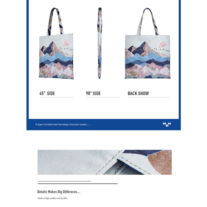 MAH Original Designed Tote Bag Printed Kanvas Tas Wanita Laptop Bag