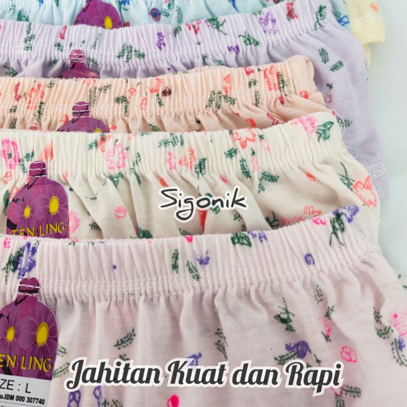 CD Celana Dalam Motif Perempuan Wanita cewek Dewasa Big Size Jumbo M L XL XXL 3L Import TNL TENLING Motif Bunga Katun Karet Kerut Undies Cawet Adem Nyaman Grosir Murah Sigonik