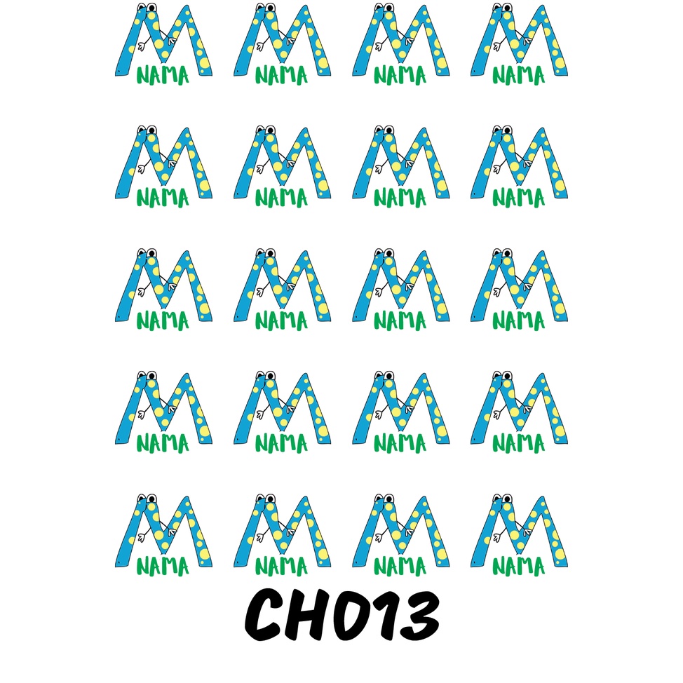 

Sticker Nama Cutting Label Waterproof Tahan Air Huruf 13 (CH013)