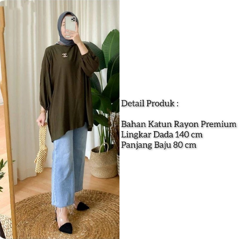 Blouse Wanita Jumbo Oversize Outfit Dara Blus Ootd Baju Atasan Wanita Lengan Panjang Muslim Big Size-5