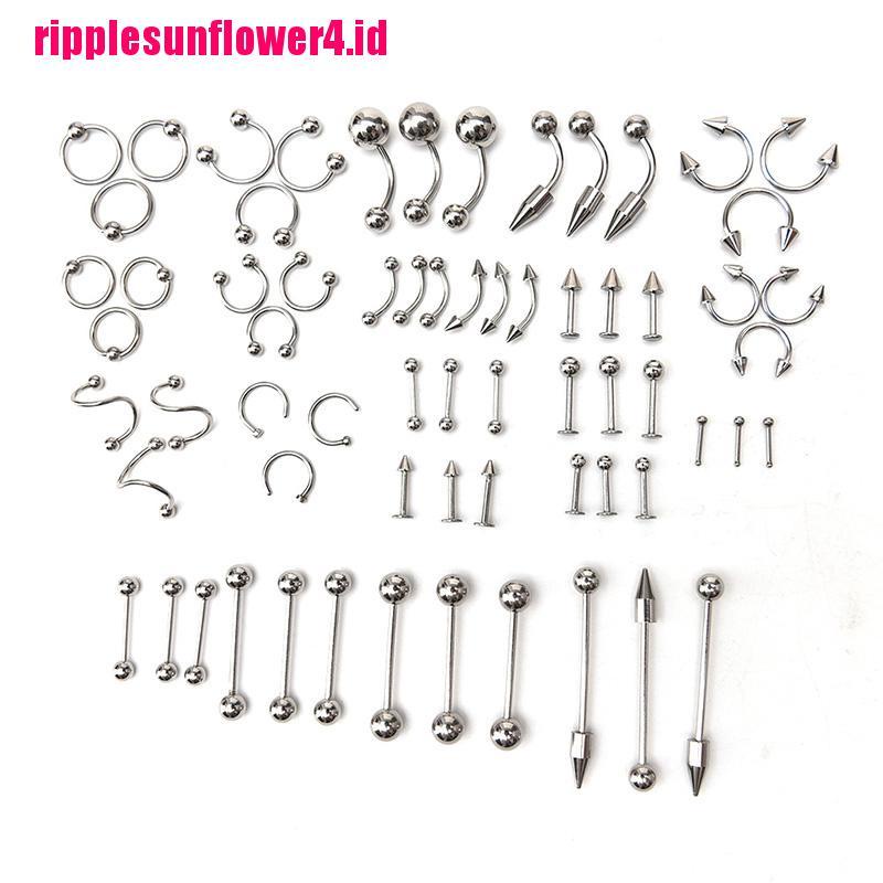 66pcs Anting Tindik Lidahputingtubuh Bentuk Barbell Bahan Stainless Steel