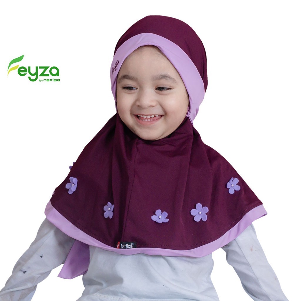 Jilbab Instan Anak Feyza Estiana | Hijab Instan Non Pad Anak Lucu kerudung Instan Anak 3 - 4 Tahun