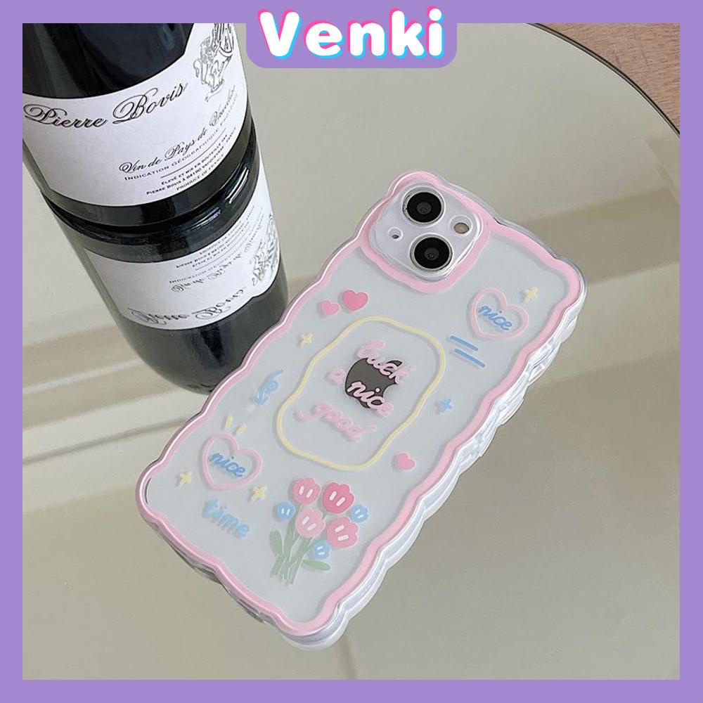 iPhone Case Silicone Soft Case Transparent Case Wave Non-Slip Shockproof Camera Full Coverage Protection Pink Flower for iPhone 13 Pro Max iPhone 12 Pro Max iPhone 11 iPhone 7 Plus