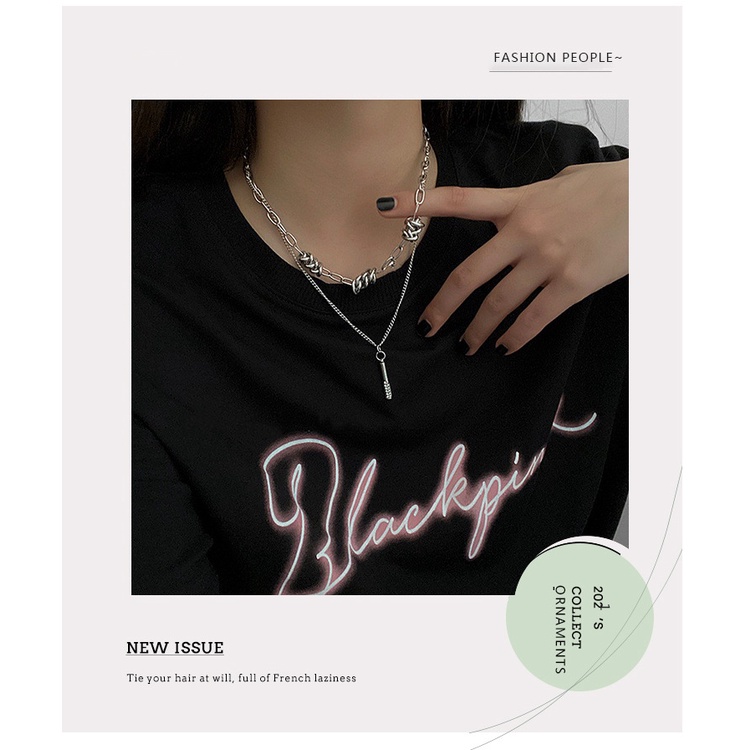 Gaya Korea double-layer twin Thorn kalung pria dan wanita sama ins gaya hip hop keren manis cool-gay